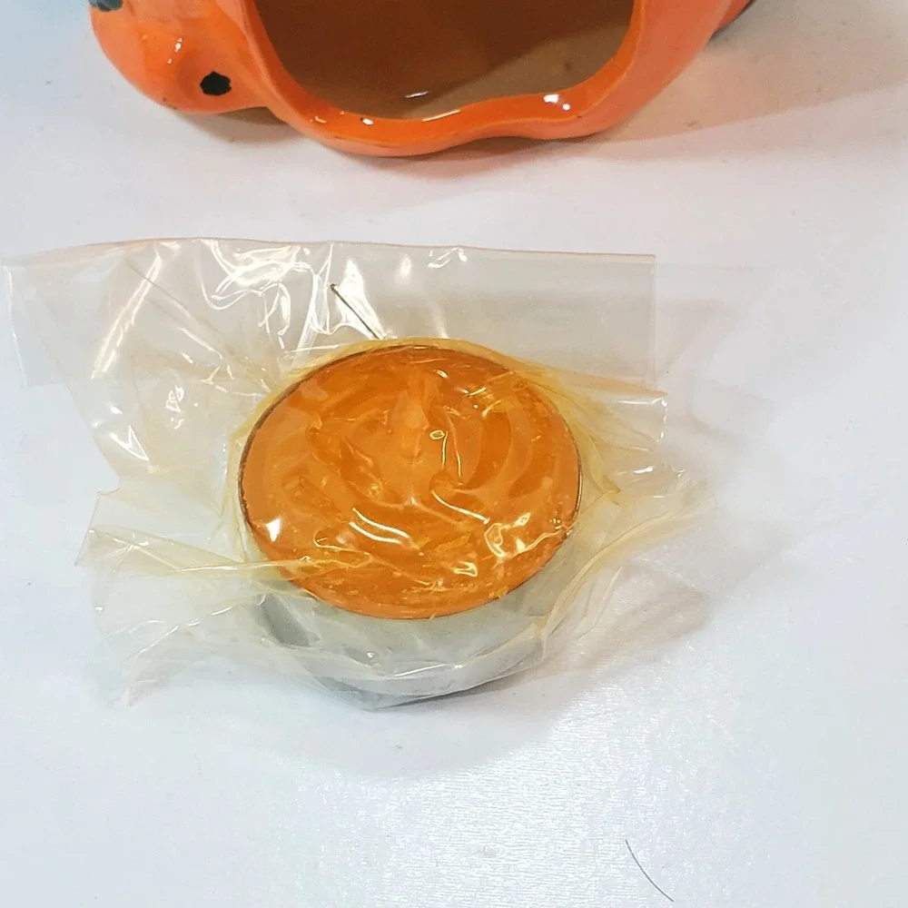 Vintage 1988 Brinn's Halloween Jack O Lantern Ceramic Tea Light Holder Taiwan